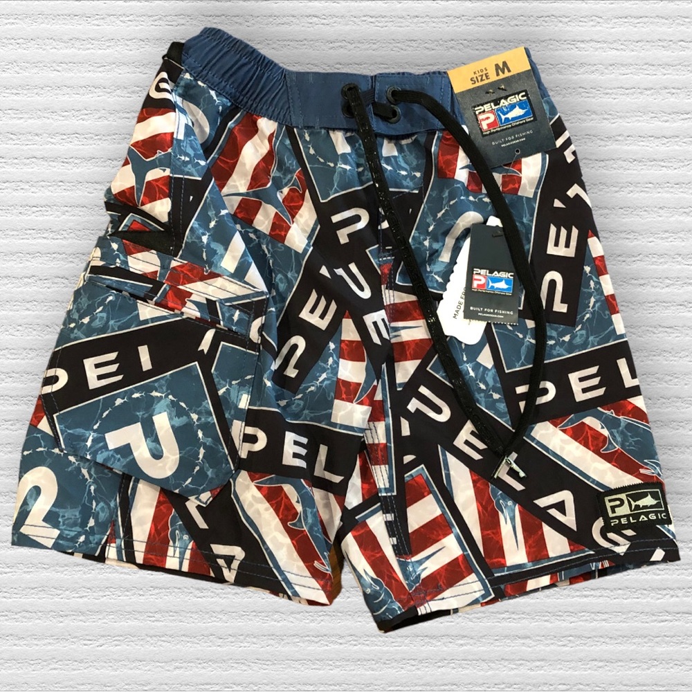 Pelagic AMERICAMO™ Youth Blue Water Sticker Youth Boardshorts